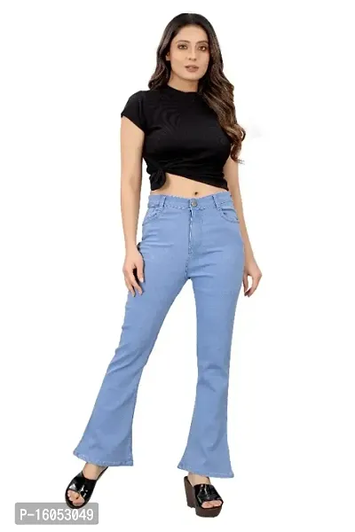 Buy Silk Blue Bell Bottom Pants For Women Online